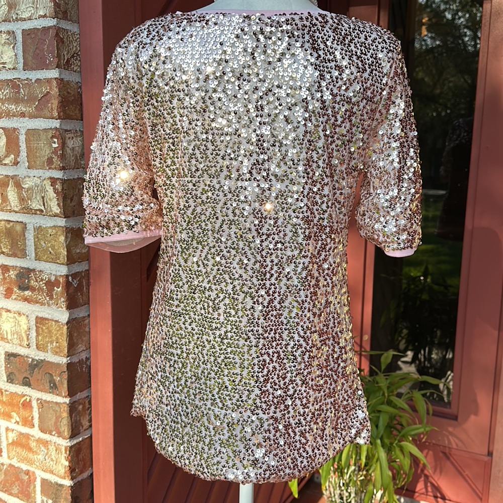 NWT Sequined Gold & Pink Lind Top - Picture 4 of 10